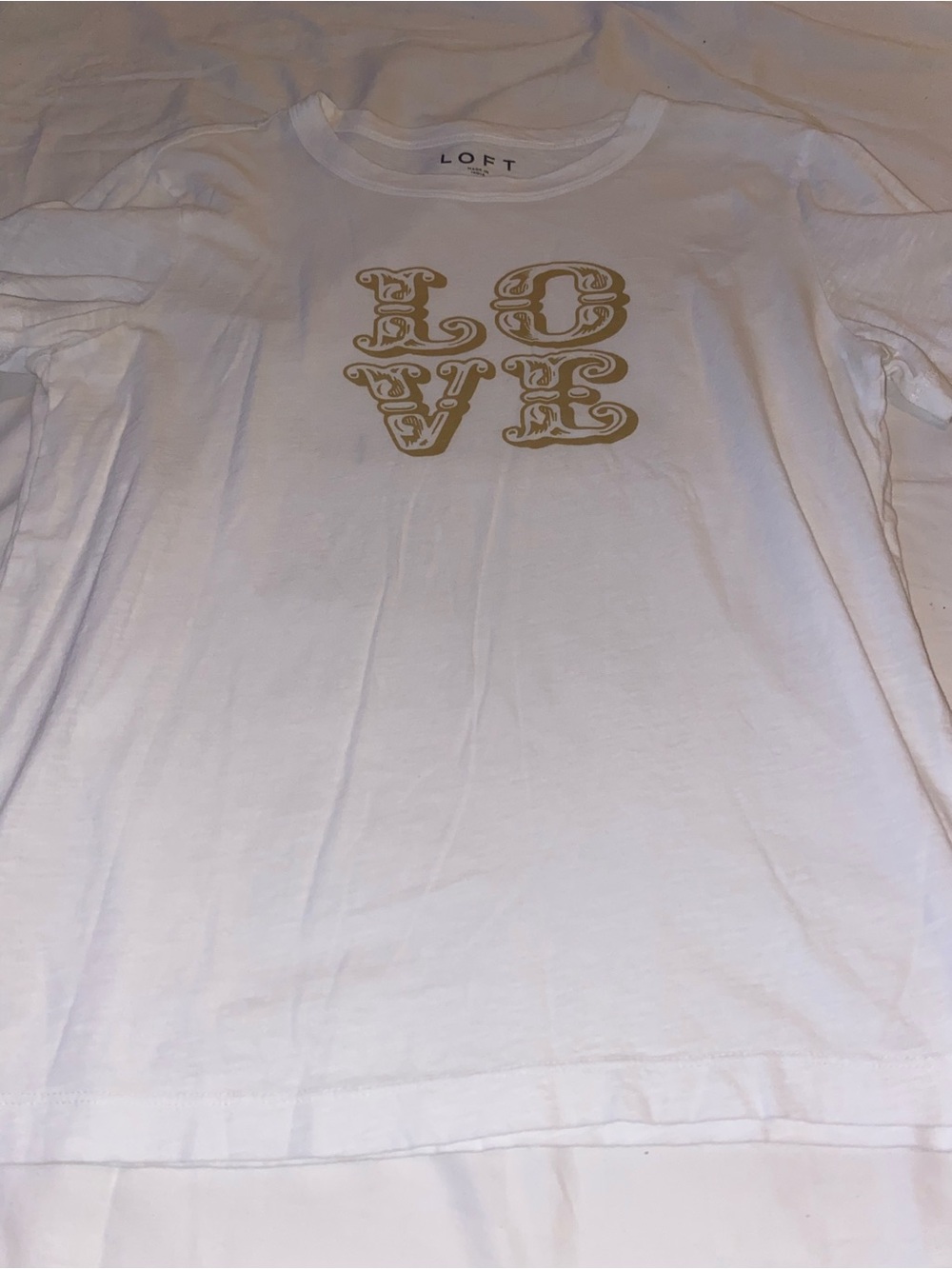 LOFT White Tee with Navy Logo Print - Picture 2 of 6